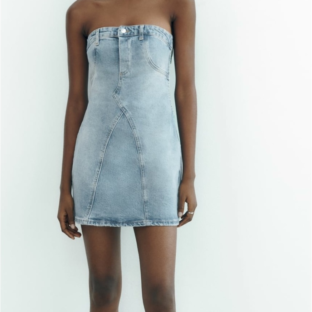 TRF Strapless Denim Dress Zara